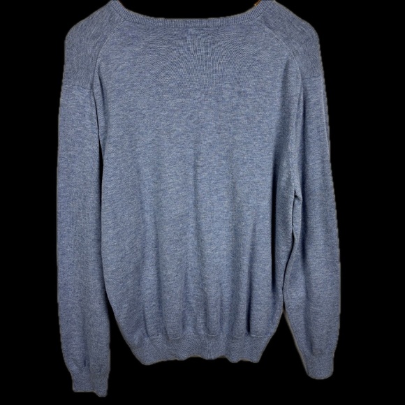 J.Crew Mens V-Neck 100% Cotton Sweater Sz L Pullover Blue Knit Lightweight Layer - Picture 2 of 8